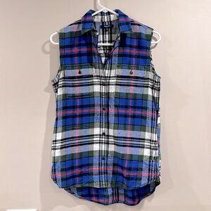 🔥Madewell Blue and Green Plaid Sleeveless Shirt🔥